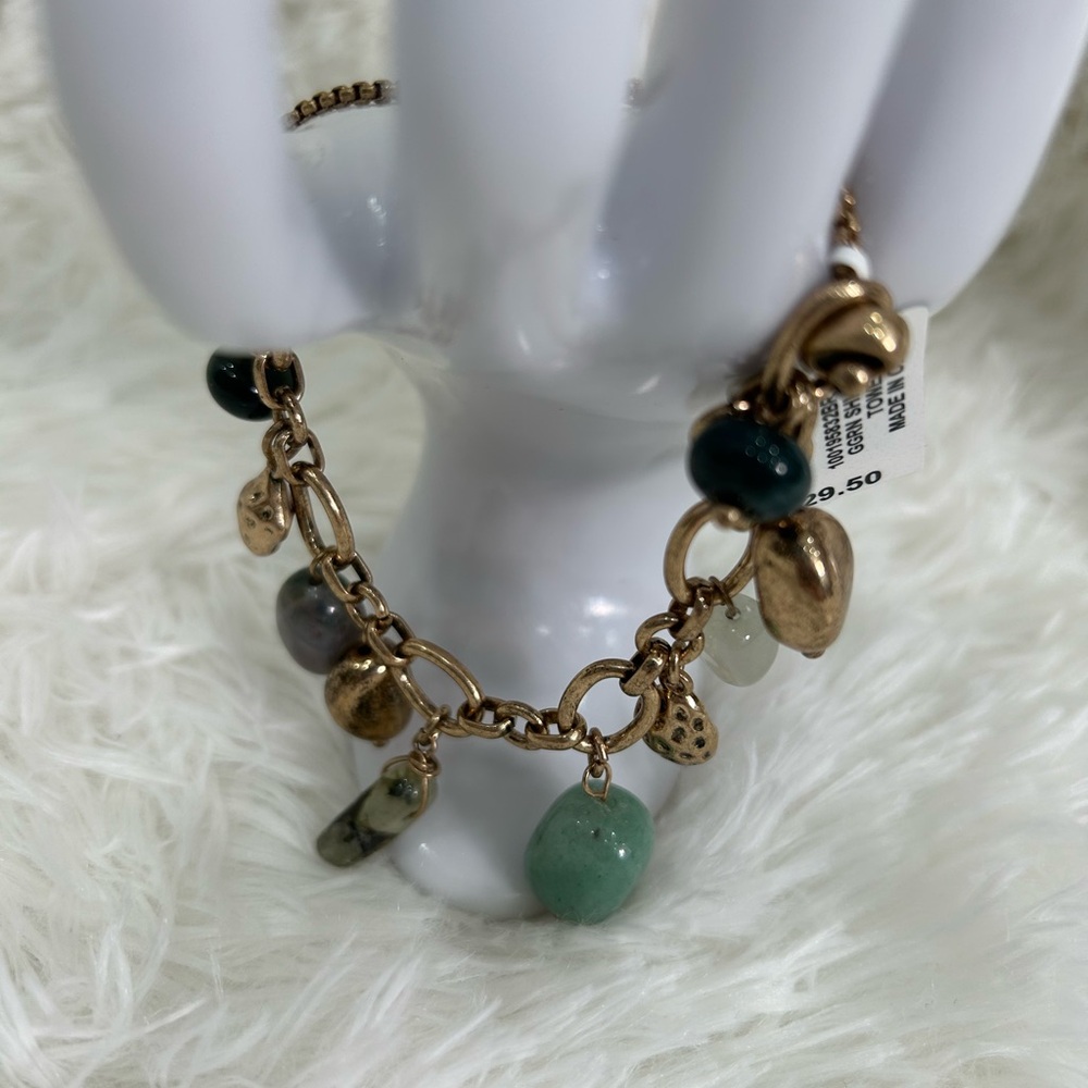 Gold and Green Charm Bracelet